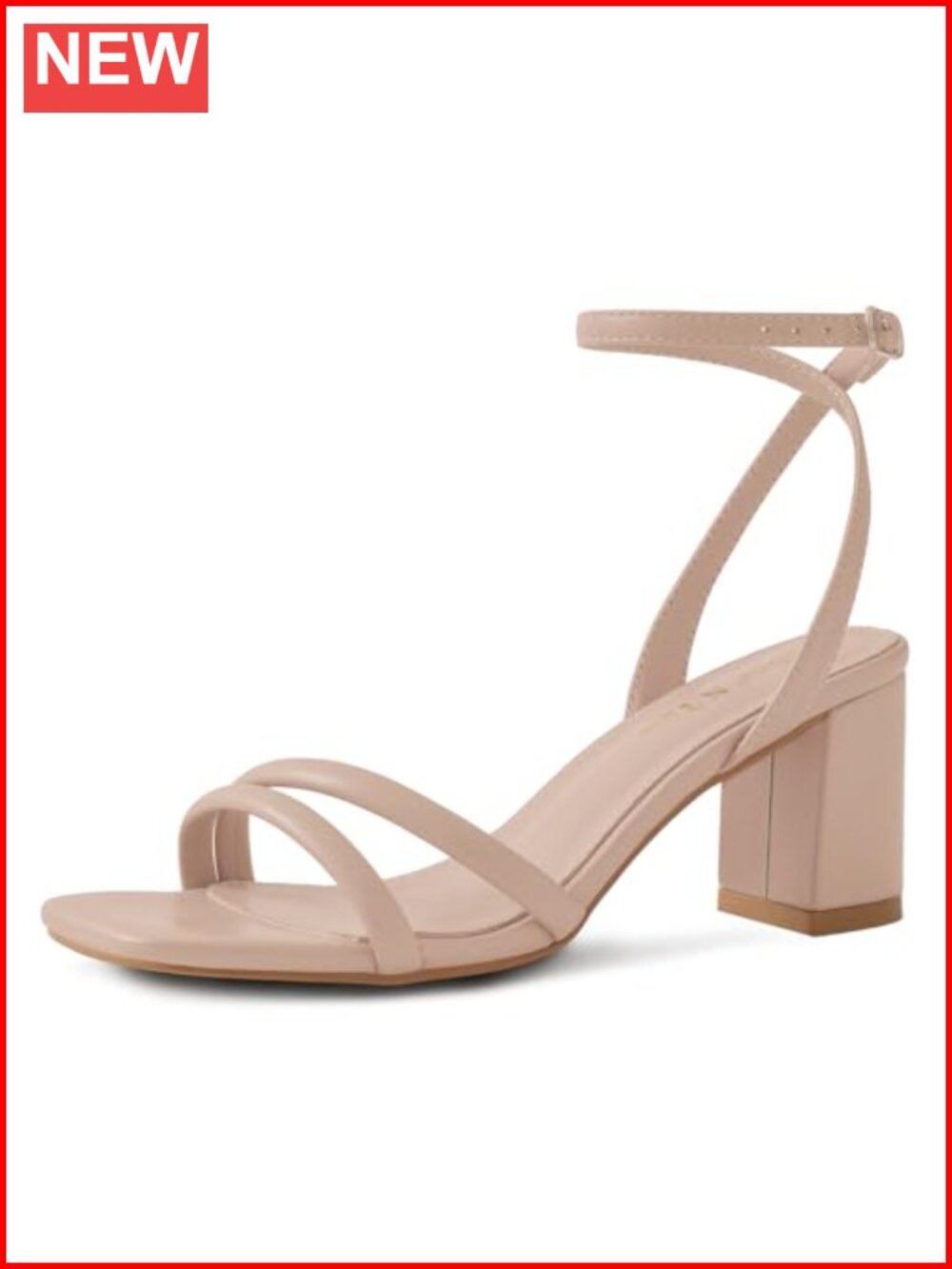Strappy Square Toe Chunky Block Heels Ankle Buckle Leather Heeled Sandals